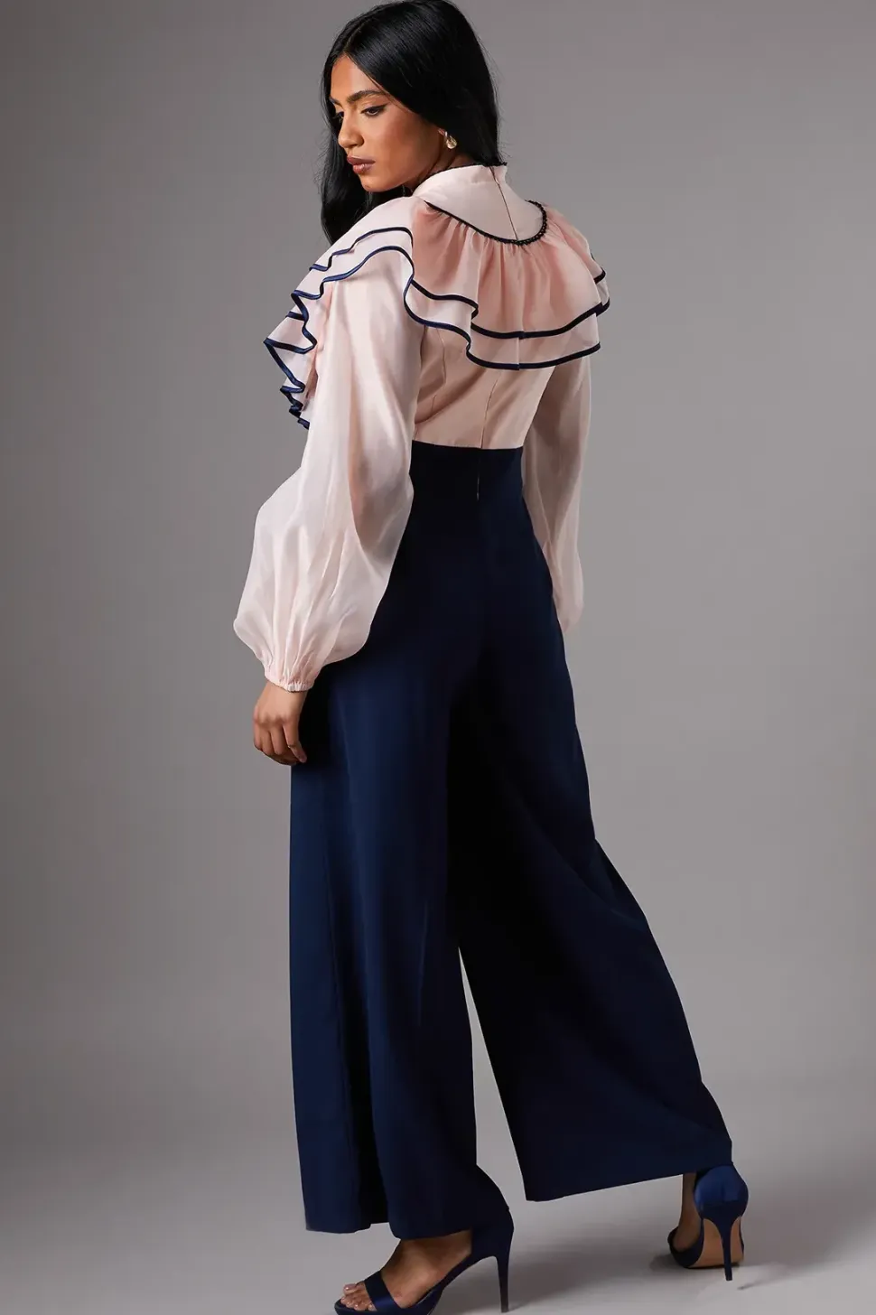 Petite Ruffle Shirt Jumpsuit