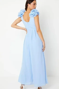Petite Ruffle Shoulder Georgette Jumpsuit
