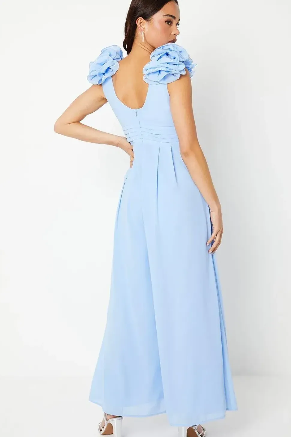 Petite Ruffle Shoulder Georgette Jumpsuit