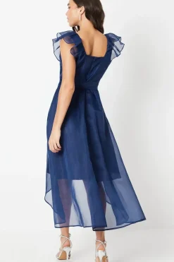 Petite Ruffle Shoulder High Low Dress