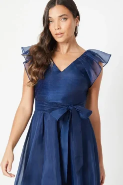 Petite Ruffle Shoulder High Low Dress