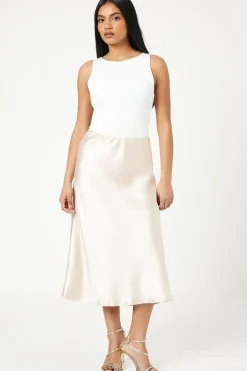 Petite Satin Bias Cut Midi Skirt
