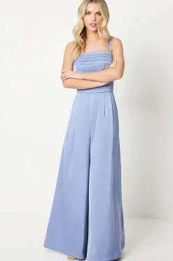 Petite Satin Cami Pleat Jumpsuit