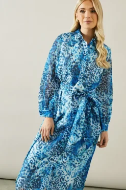 Petite Satin Detail Organza Midi Shirt Dress