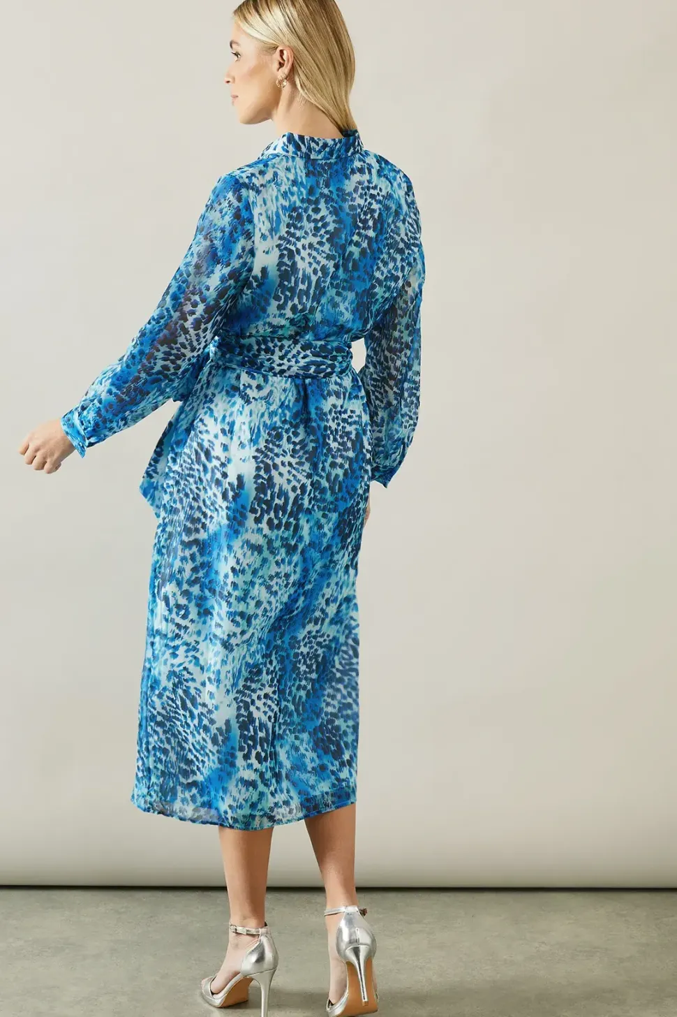 Petite Satin Detail Organza Midi Shirt Dress