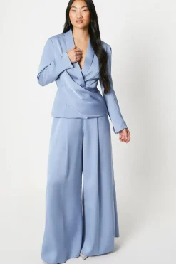 Petite Satin Drape Front Satin Blazer