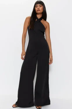 Petite Satin Halterneck Jumpsuit