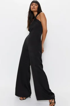 Petite Satin Halterneck Jumpsuit