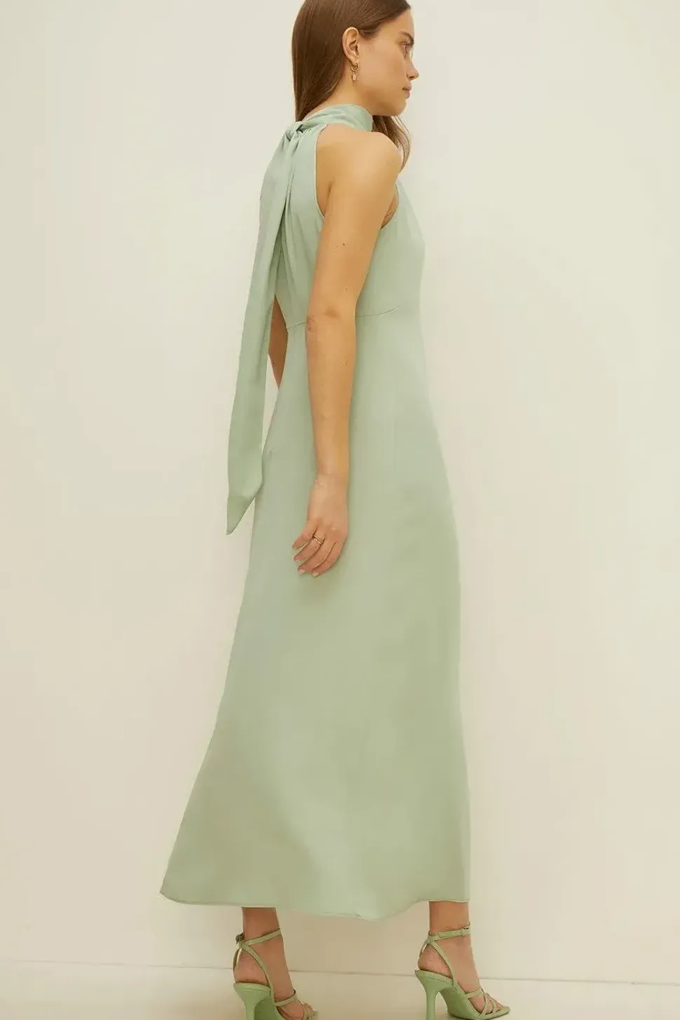 Petite Satin Halter Neck Midi Dress