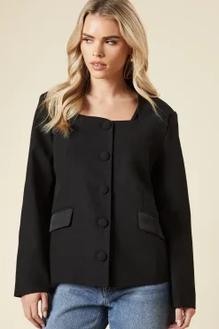 Petite Satin Sweetheart Neckline Jacket