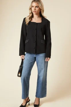 Petite Satin Sweetheart Neckline Jacket