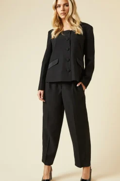 Petite Satin Tapered Trouser