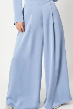 Petite Satin Wide Leg Trouser