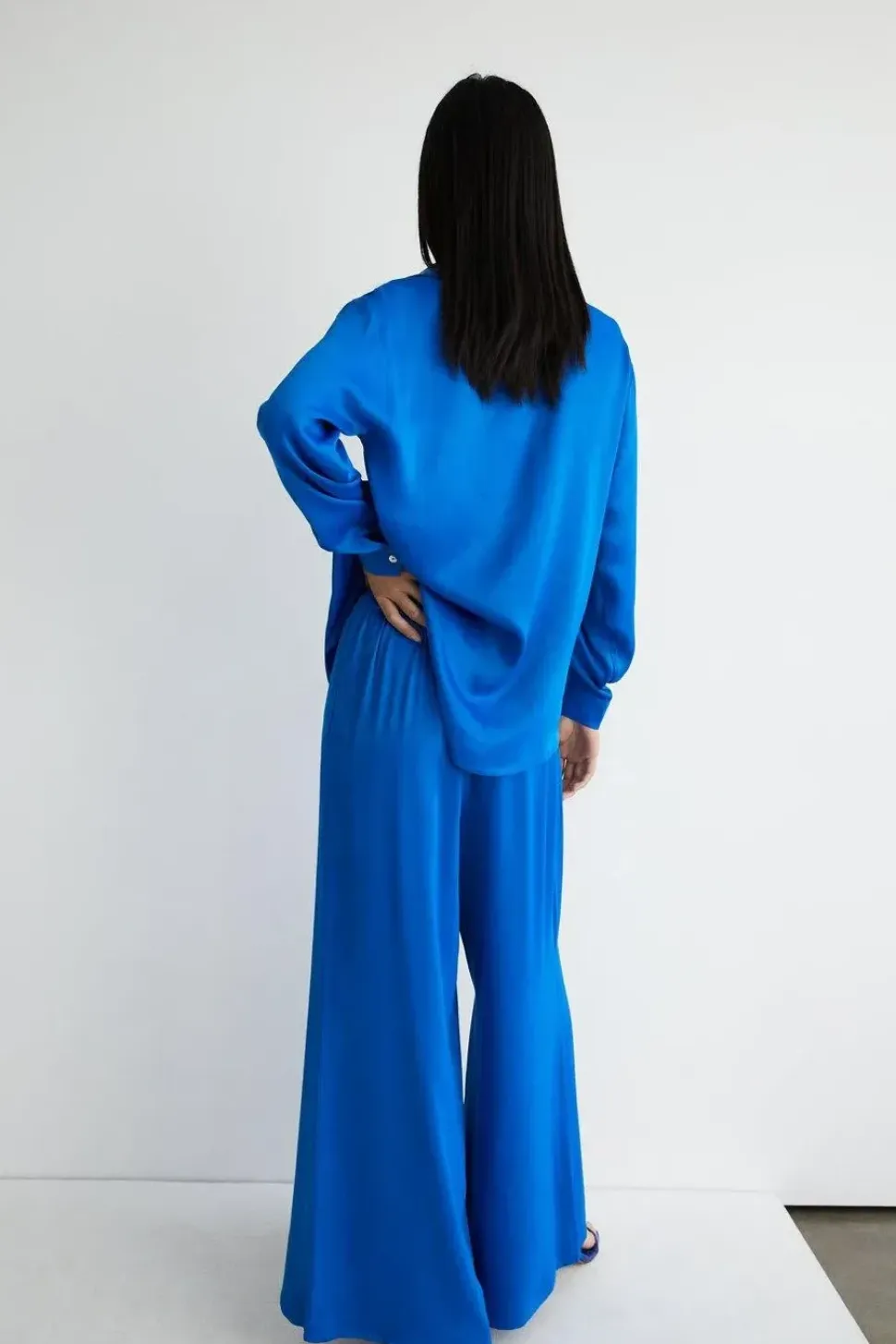 Petite Satin Wide Leg Trouser