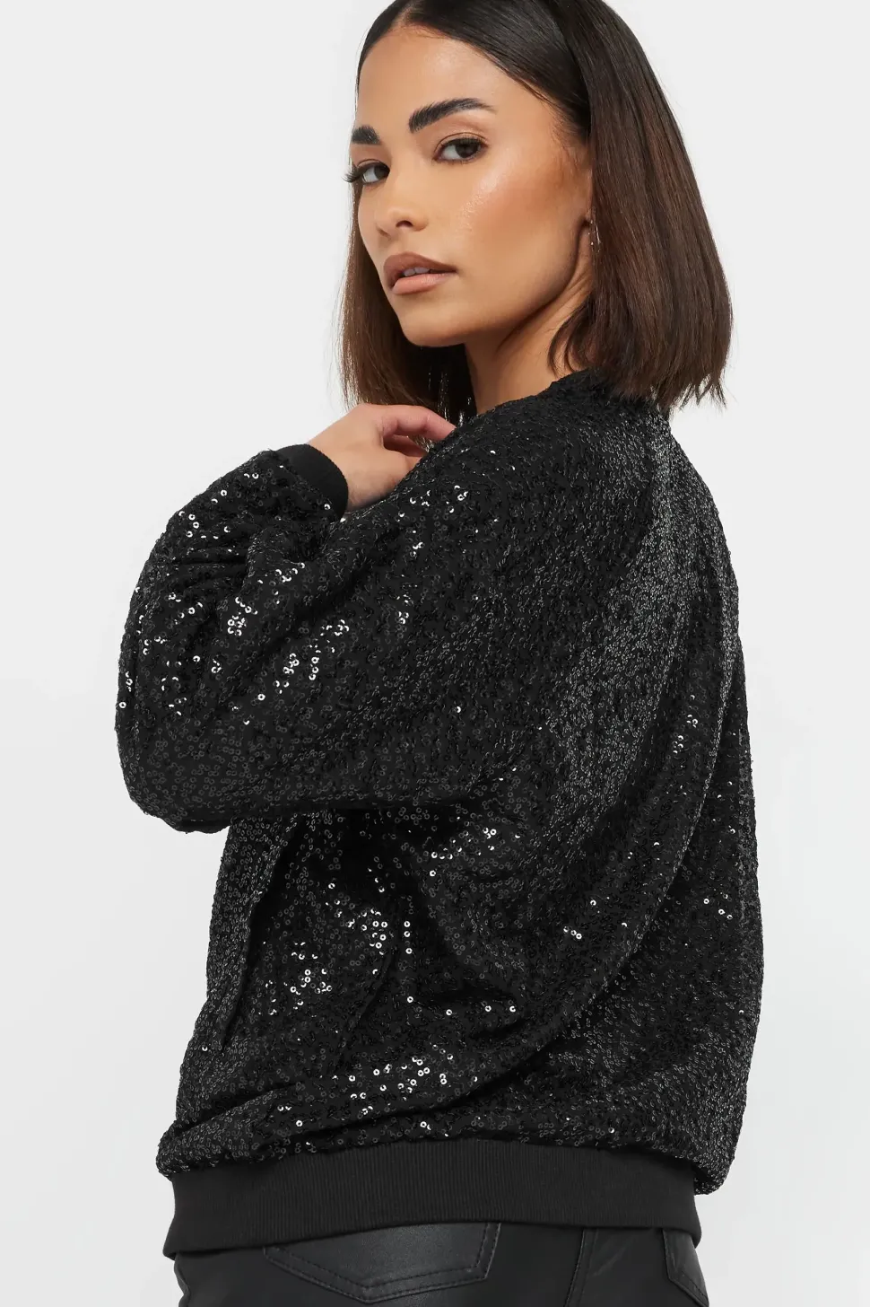Petite Sequin Bomber