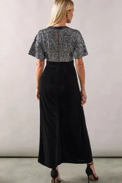 Petite Sequin Contrast Velvet Jumpsuit
