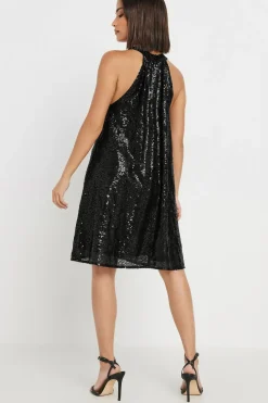 Petite Sequin Halter Neck Dress
