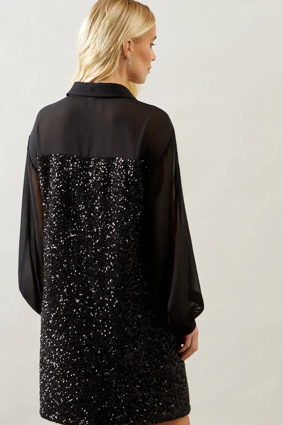 PETITE SEQUIN SHIRT DRESS