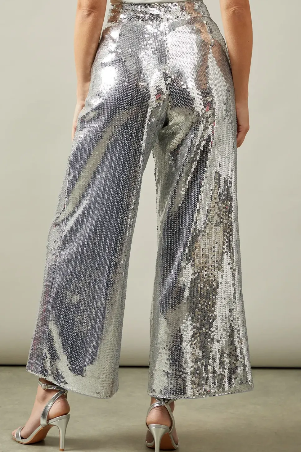 Petite Sequin Wide Leg Trousers