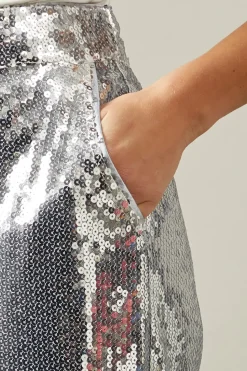 Petite Sequin Wide Leg Trousers
