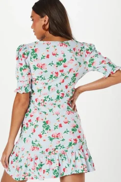 Petite Shirred Cuff Wrap Detail Mini Dress