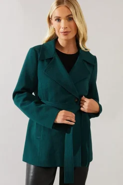 Petite Short Belted Wrap Coat