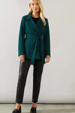 Petite Short Belted Wrap Coat