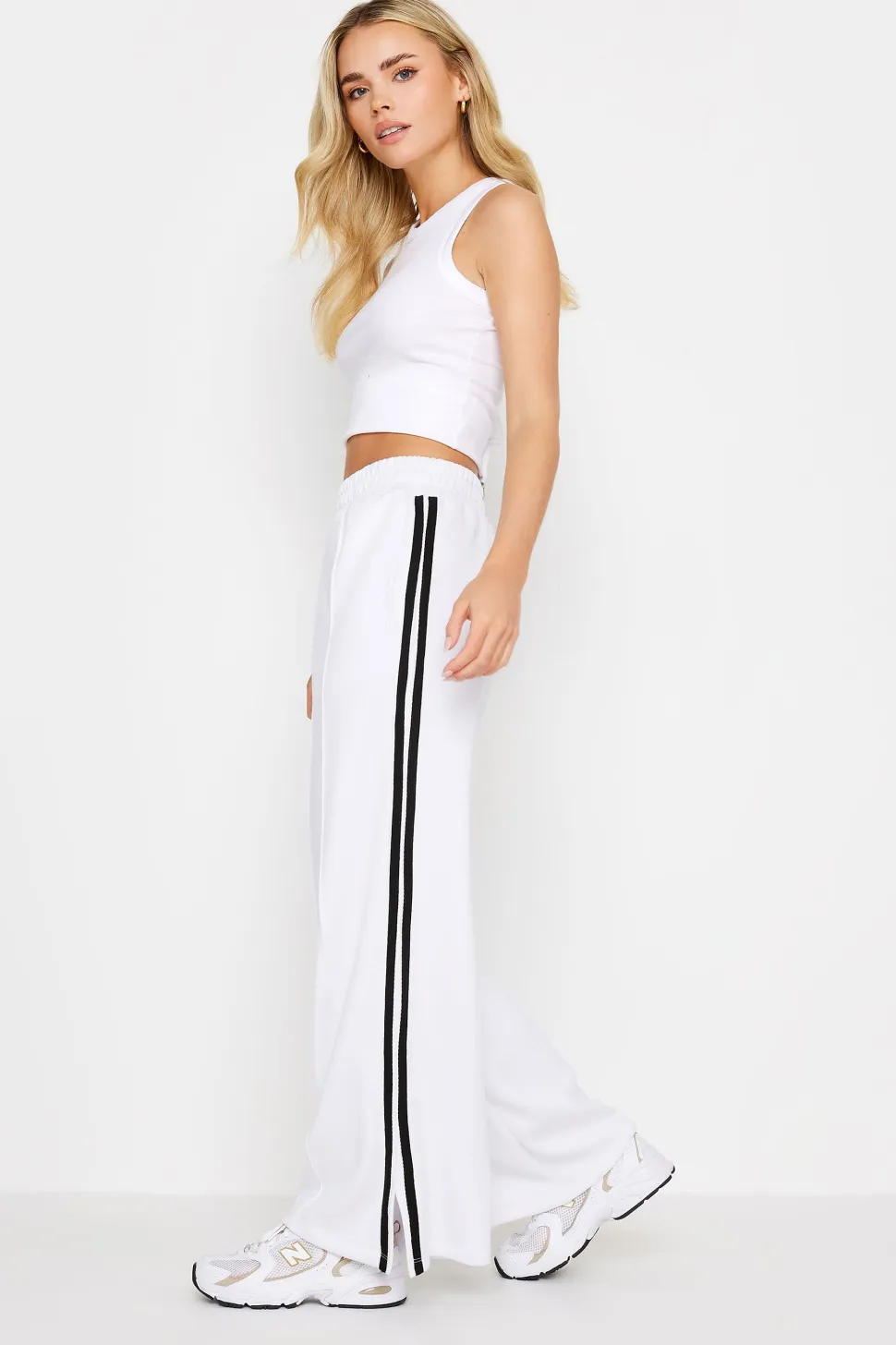 Petite Side Stripe Wide Leg Trousers