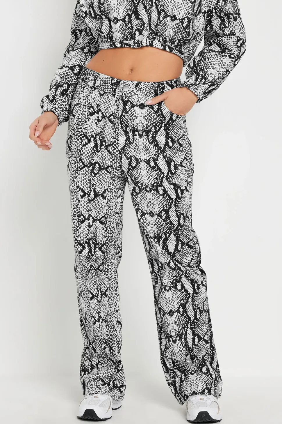 Petite Snake Print Straight Leg Jeans