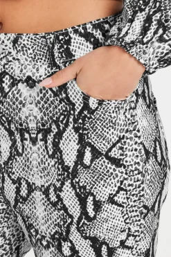 Petite Snake Print Straight Leg Jeans