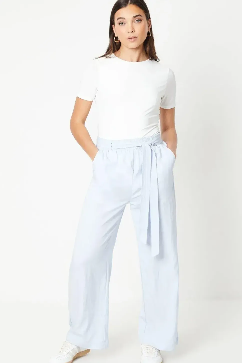 Petite Soft Twill Paperbag Trouser