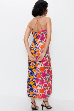 Petite Splice Floral Satin Strappy Dress
