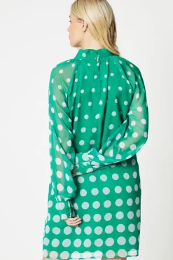 Petite Spot Ombre Tie Neck Shift Dress