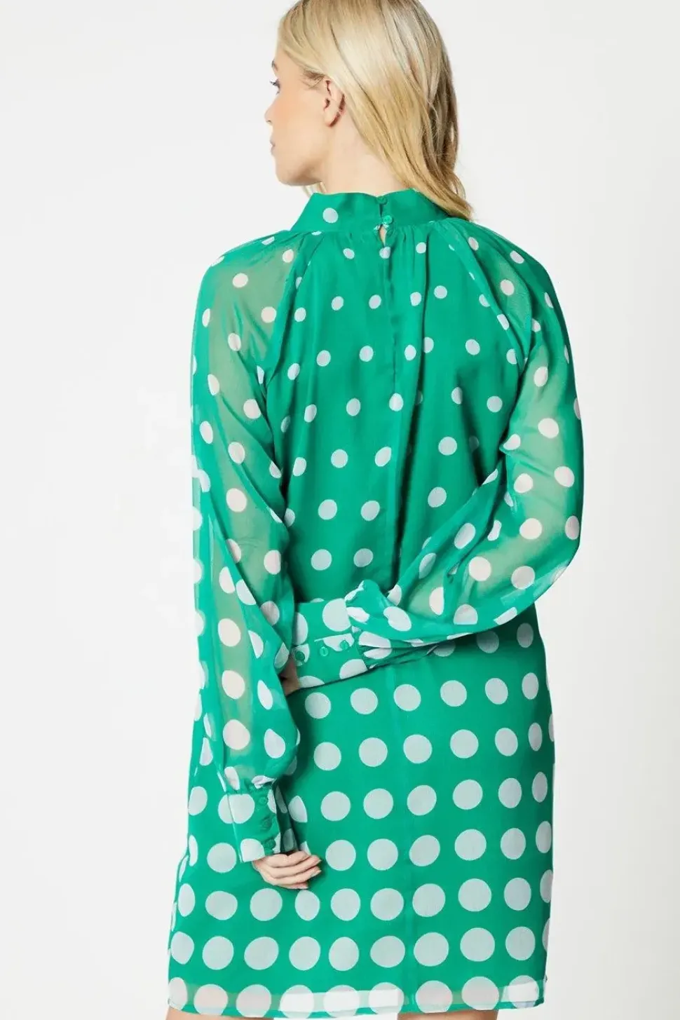 Petite Spot Ombre Tie Neck Shift Dress