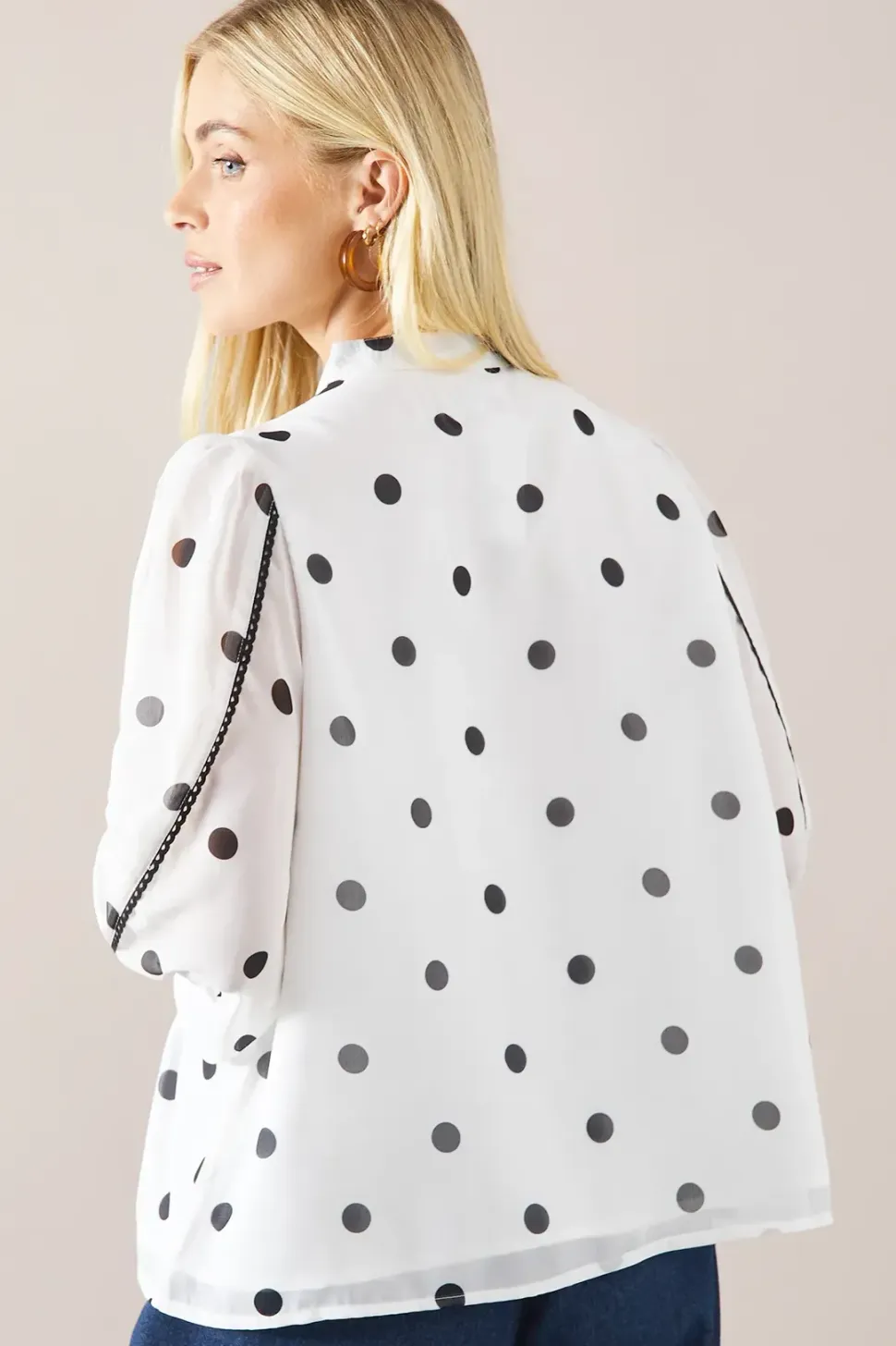 Petite Spot Print Button Front Blouse