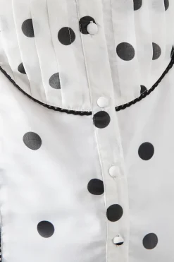 Petite Spot Print Button Front Blouse