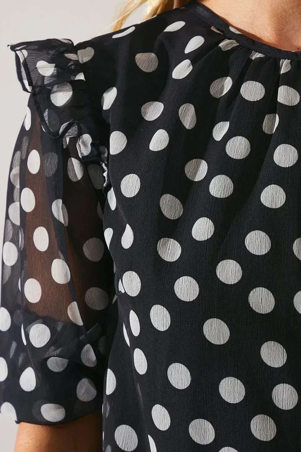 Petite Spot Print Volume Sleeve Shift Dress