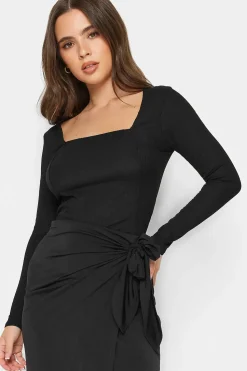 Petite Square Neck Long Sleeve Top