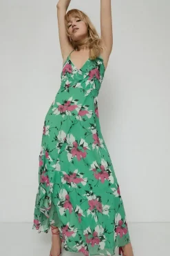 Petite Strappy Wrap Maxi Dress In Floral