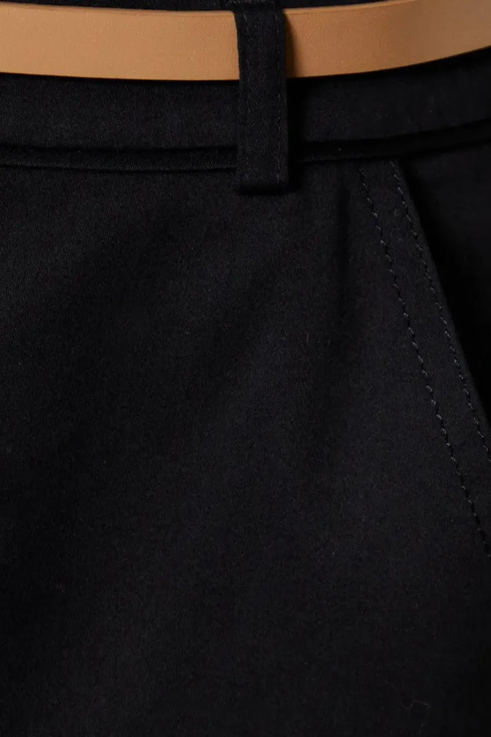 Petite Stretch Cigarette Belted Trousers