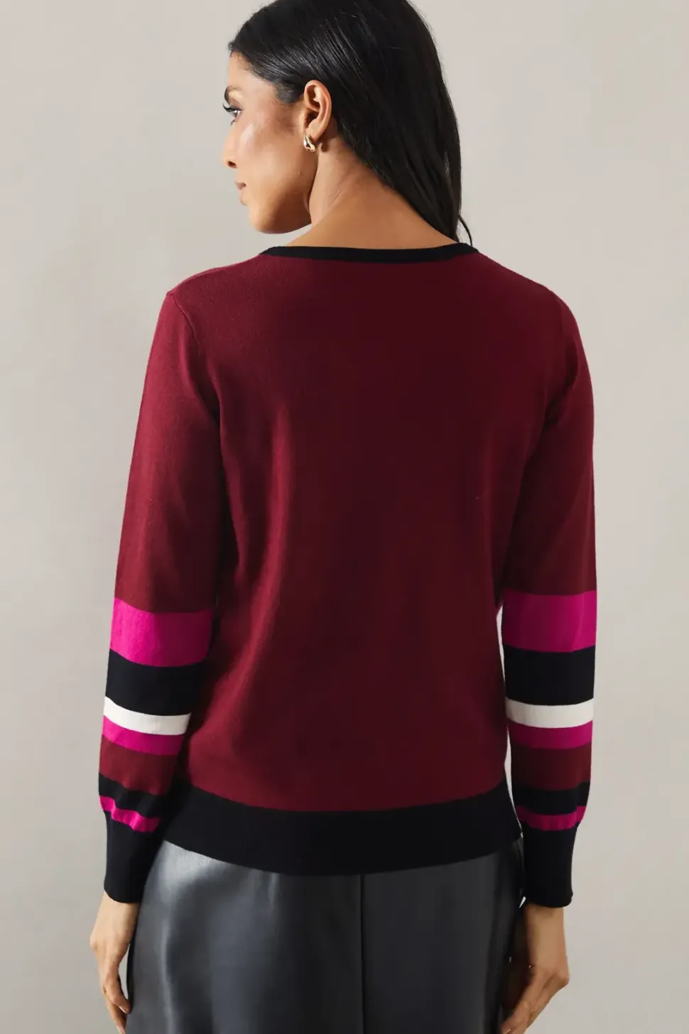 Petite Striped Round Neck Jumper