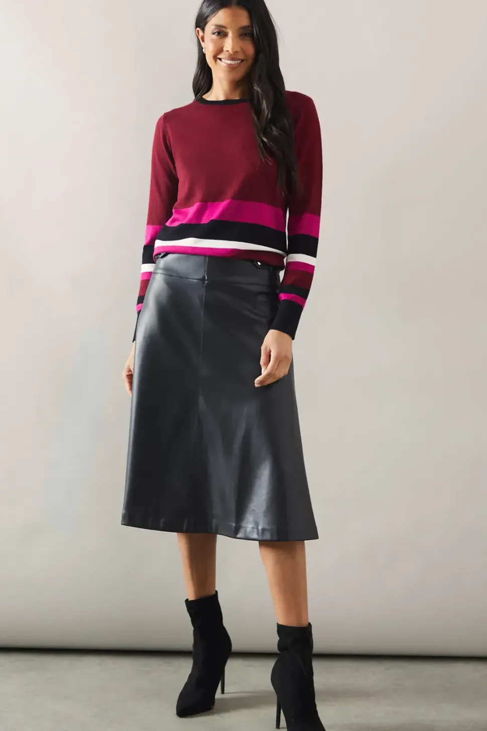 Petite Striped Round Neck Jumper