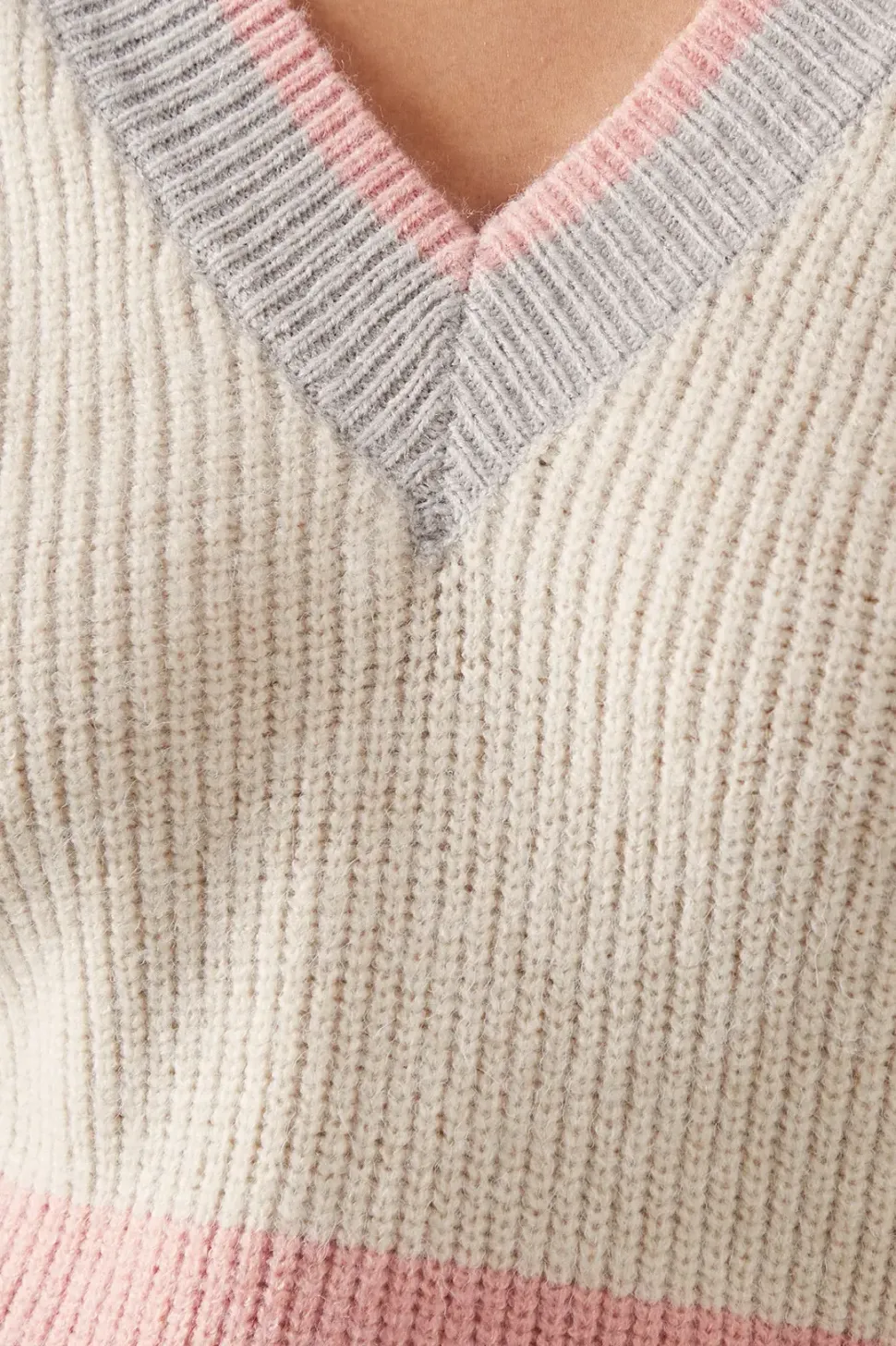 Petite Striped V Neck Jumper