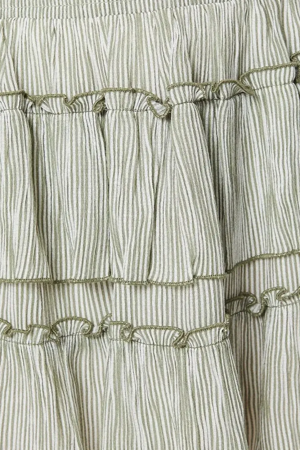 Petite Stripe Frill Shirred Mini Skirt