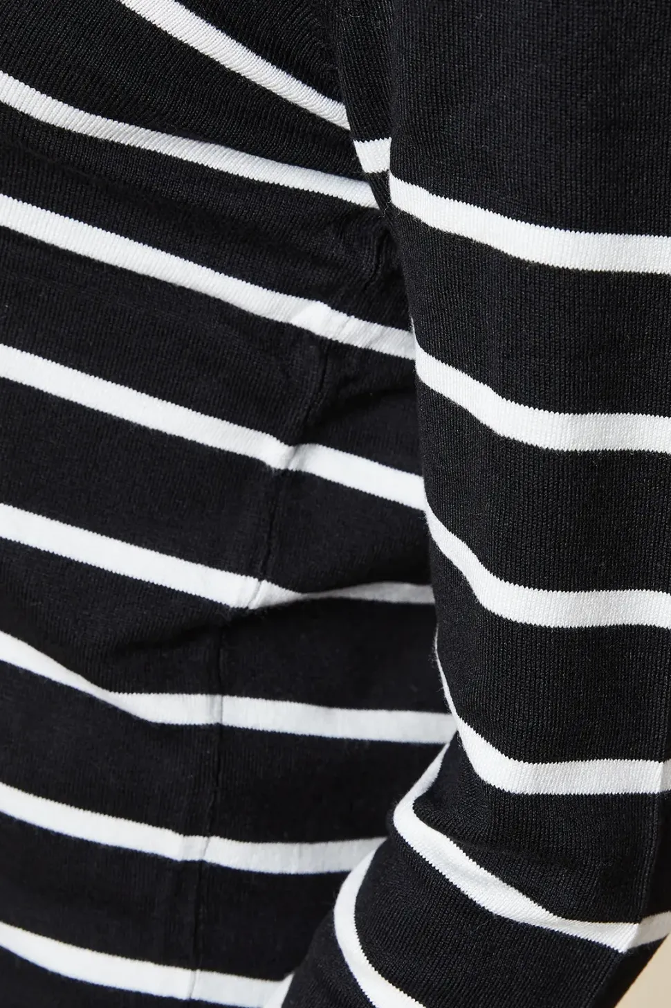 Petite Stripe Funnel Neck Button Cuff Longline Jumper