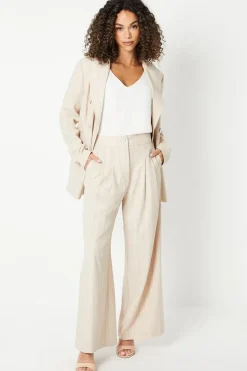 Petite Stripe Longline Double Breasted Blazer