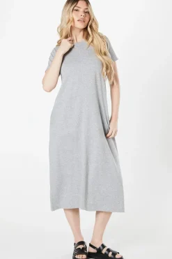 Petite Stripe Trapeze Midi T- Shirt Dress