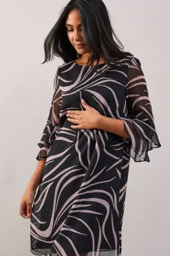 Petite Swirl Print Sleeve Shift Dress
