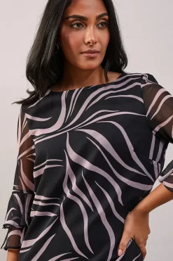 Petite Swirl Print Sleeve Shift Dress