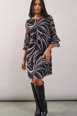 Petite Swirl Print Sleeve Shift Dress
